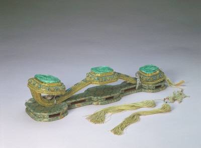 图片[1]-Copper gilded silk inlaid with emerald three inlays Ruyi-China Archive